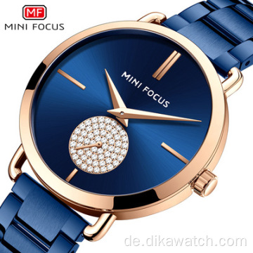 MINI FOCUS 0222 Uhren Frauen Top Marke Luxus Damen Kleid Mode Quarz Armbanduhr Romantische Elegante Rose Blau Uhr 2021